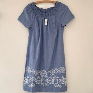 Talbots Embroidered Chambray Dress